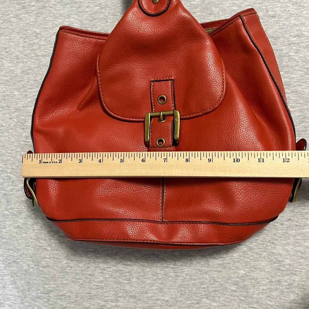 Vintage Nine West Backpack Bag PVC Vegan Faux Leather Orange 90's Pebbled - Picture 12 of 16